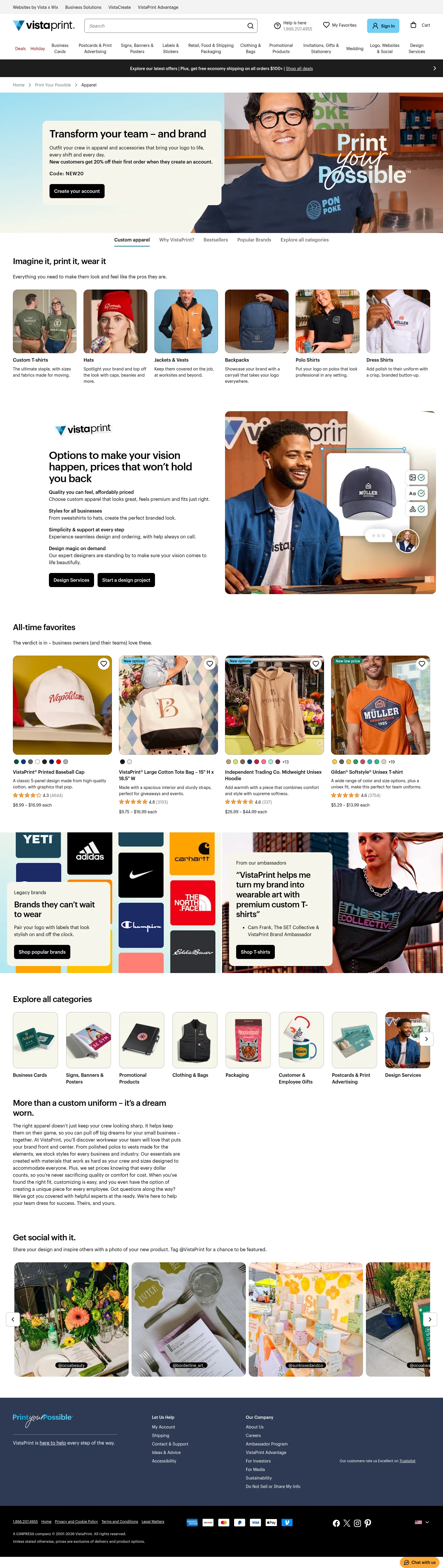 vistaprint.com/print-your-possibilities/apparel on desktop