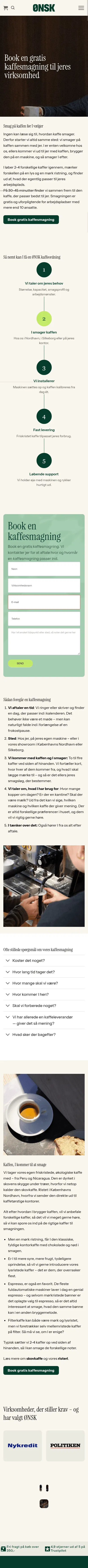 onsk.dk/erhverv/kaffesmagning on mobile, full screenshot