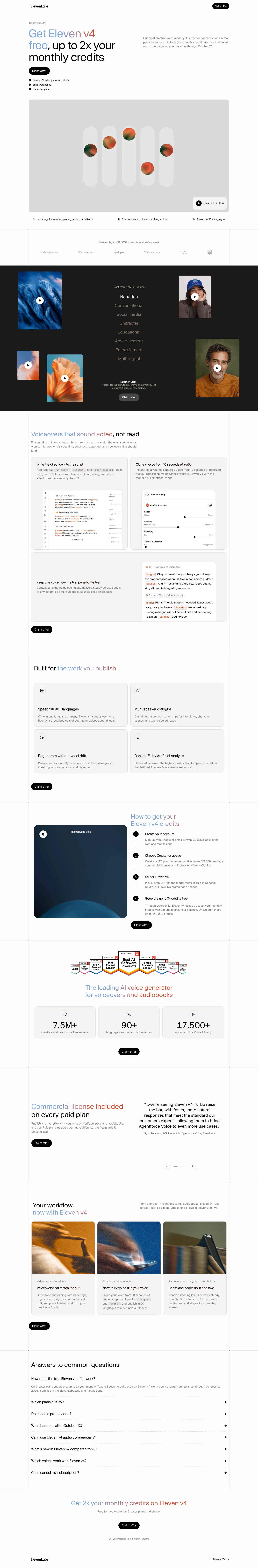 join.elevenlabs.io/v4-offer on desktop, full screenshot