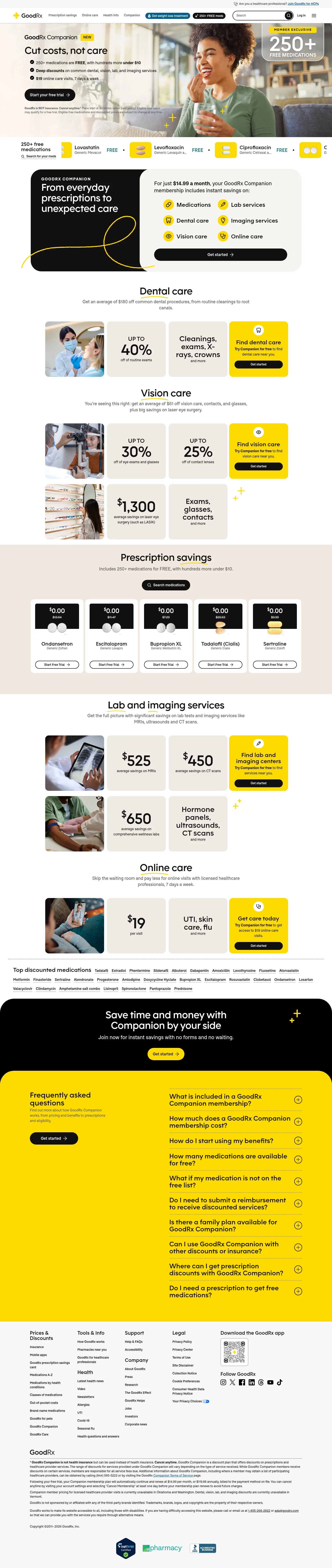 GoodRx landing page