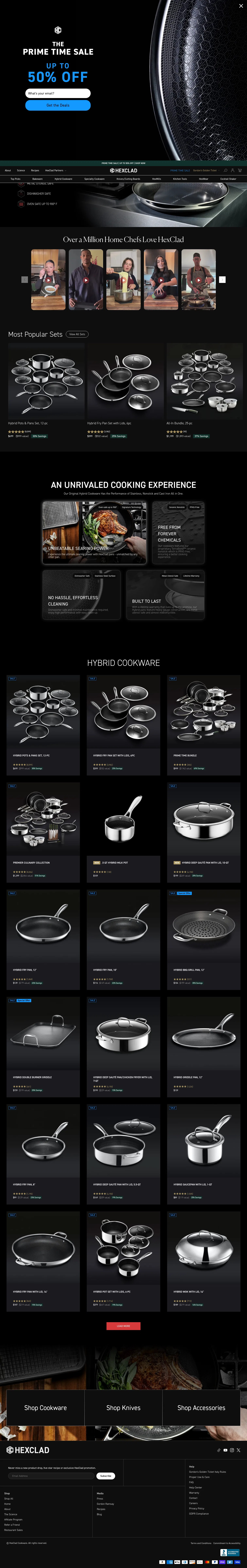 hexclad.com/pages/hybrid-collection-page on desktop, full screenshot