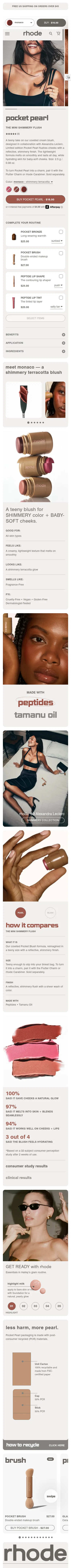 rhodeskin.com/products/pocket-pearl-monaco on mobile, full screenshot