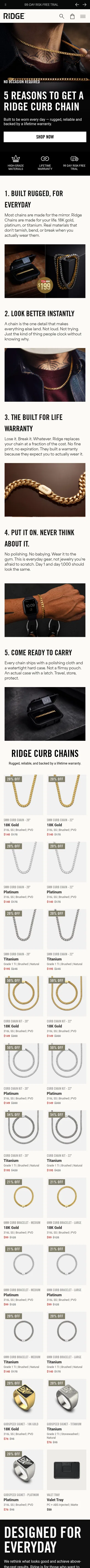 ridge.com/collections/chains-5rlp-col on mobile, full screenshot