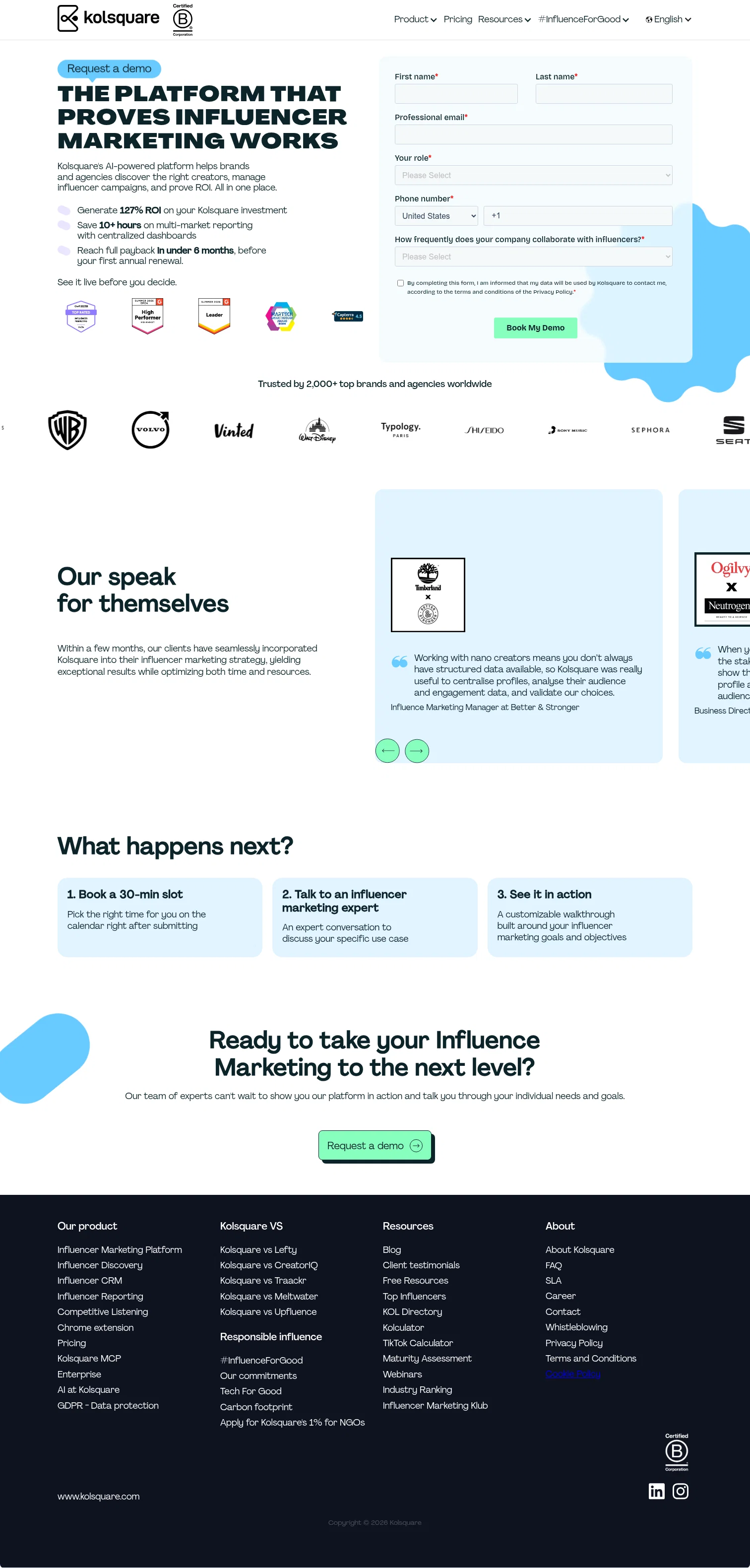 Kolsquare landing page