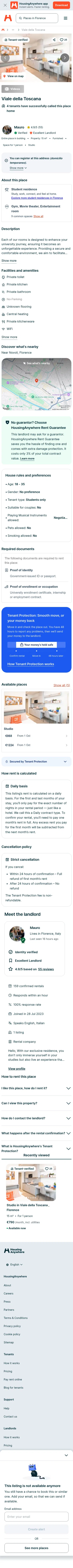 housinganywhere.com/room/ut1506531/it/Florence/viale-della-toscana on mobile, full screenshot
