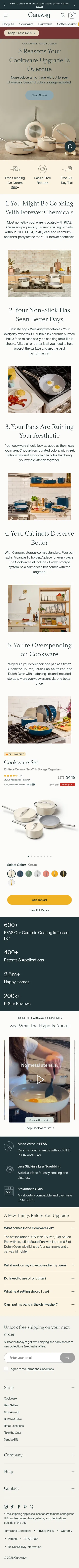 carawayhome.com/pages/5-reasons-to-love-caraway-cookware on mobile, full screenshot