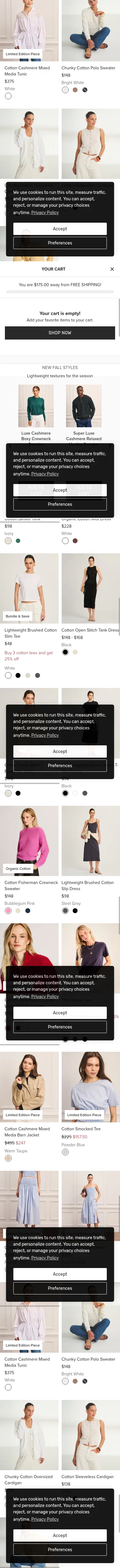 naadam.co/collections/womens-organic-cotton on mobile, full screenshot