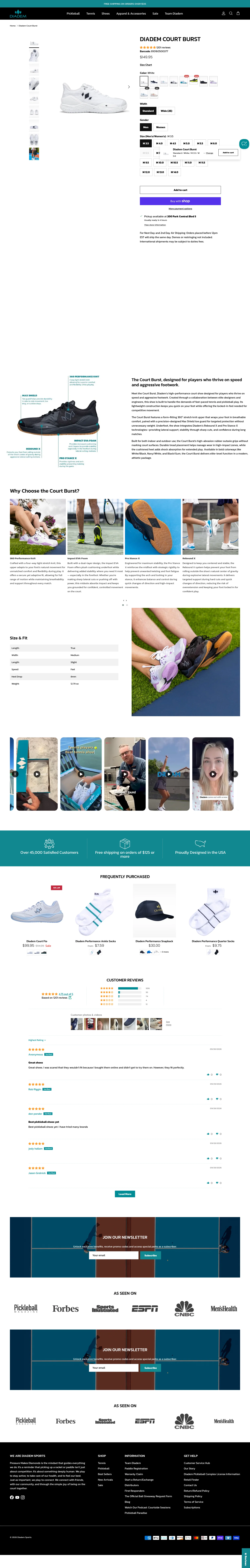 Diadem Sports landing page