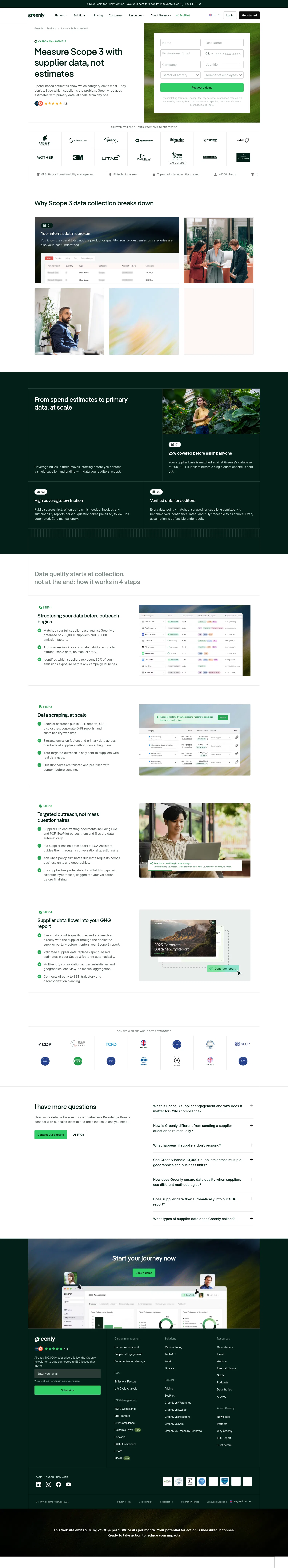 greenly.earth/en-gb/products/sustainable-procurement on desktop, full screenshot