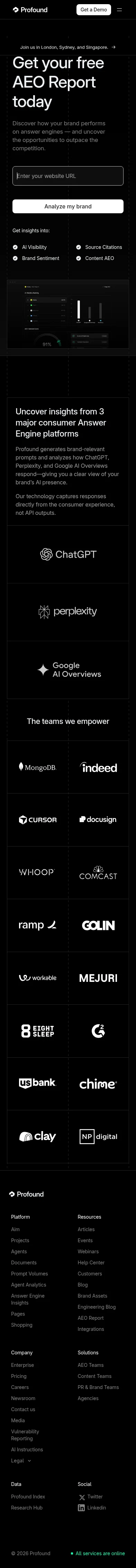 tryprofound.com/aeo-report on mobile