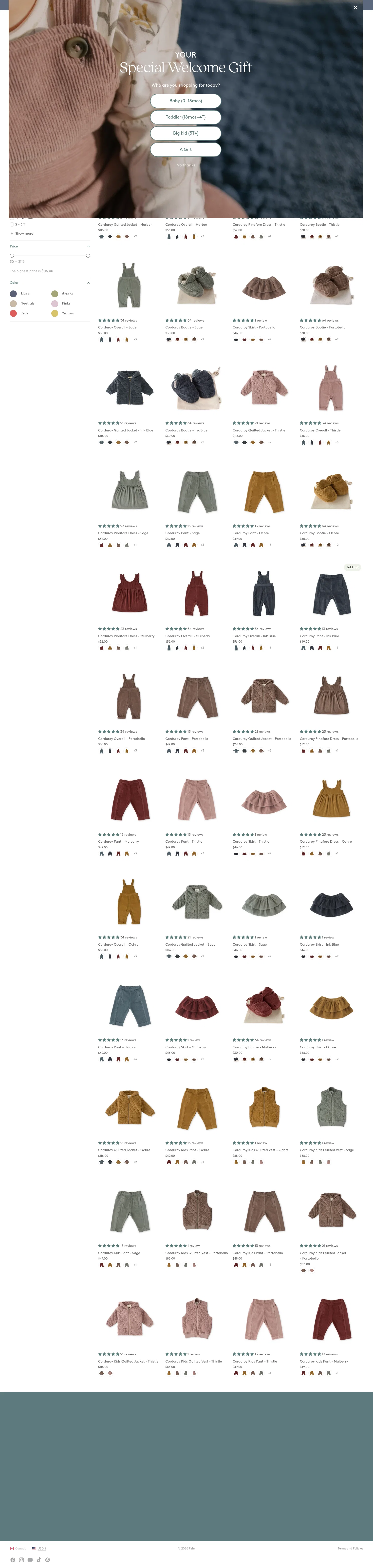Pehr landing page