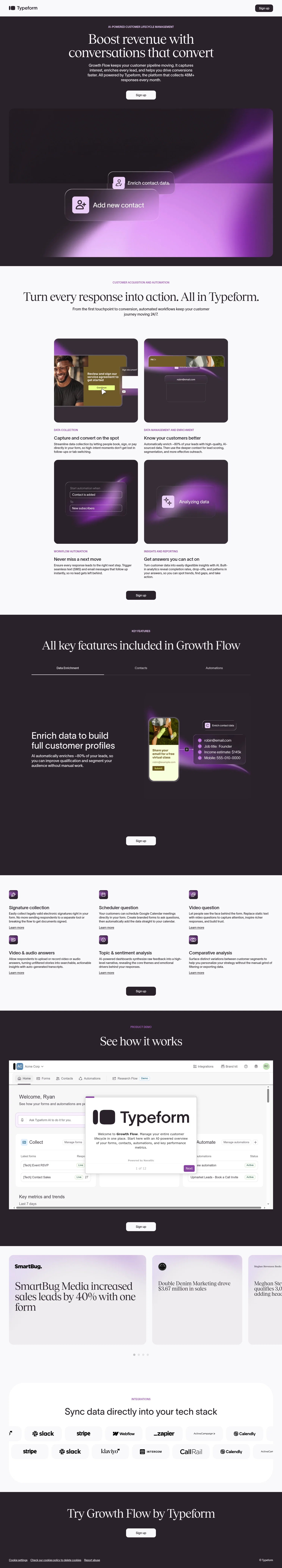 Typeform landing page