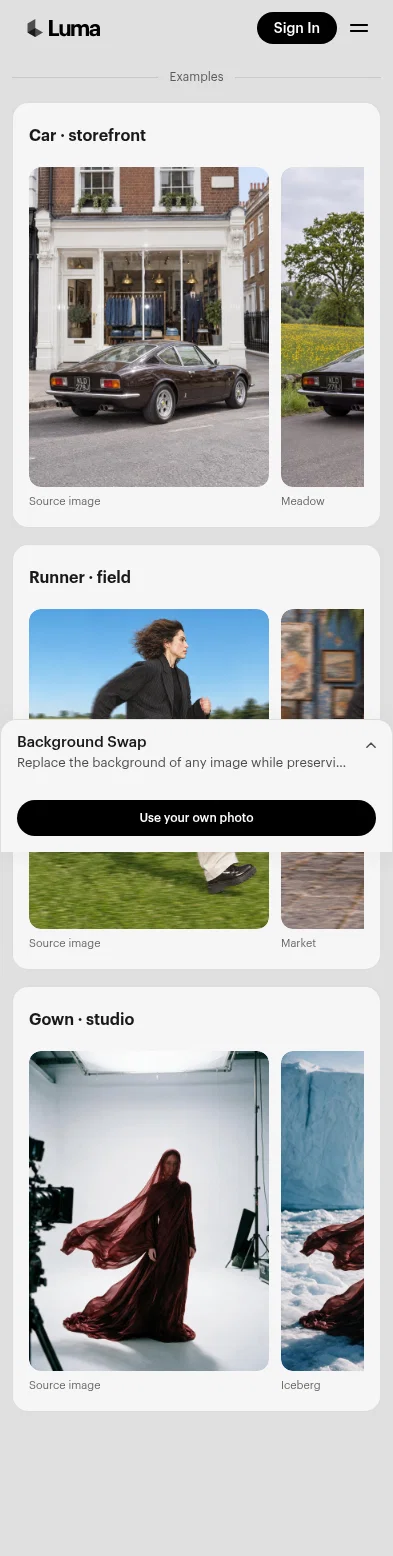 app.lumalabs.ai/solutions/background-swap on mobile
