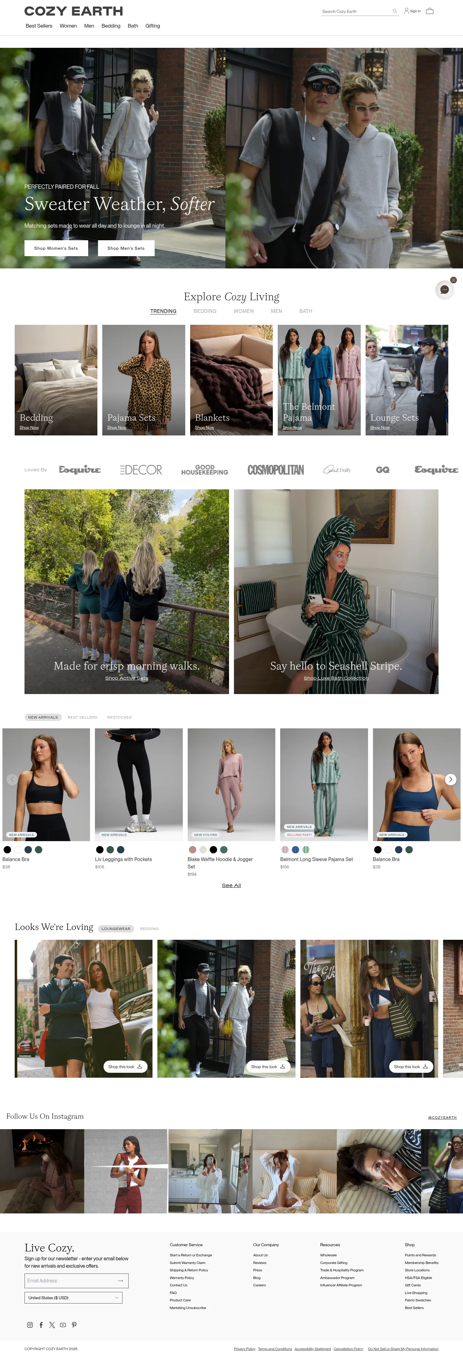 cozyearth.com on desktop, full screenshot