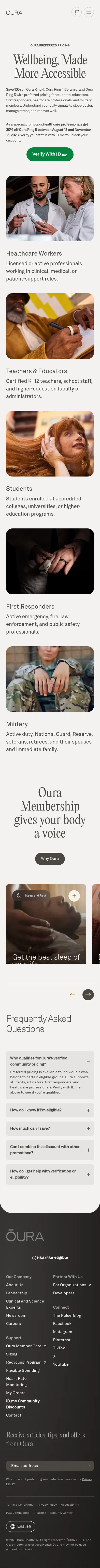 ouraring.com/oura-preferred-pricing on mobile, full screenshot