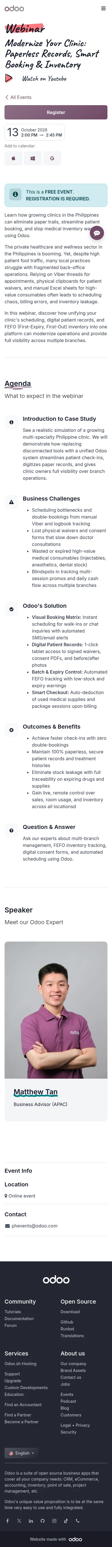 odoo.com/event/ph-health-services-webinar-020326-12644/register on mobile, full screenshot