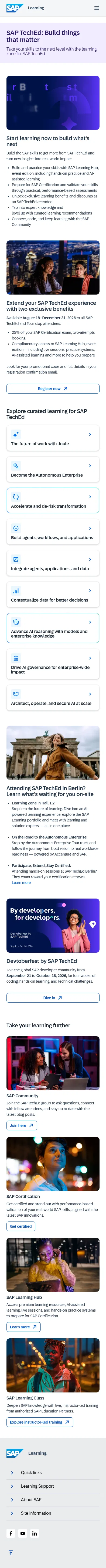 learning.sap.com/teched on mobile, full screenshot