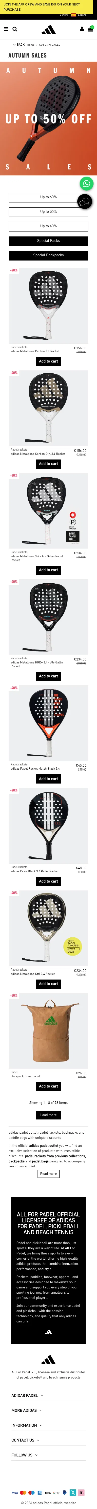 allforpadel.com/en/57-outlet on mobile, full screenshot