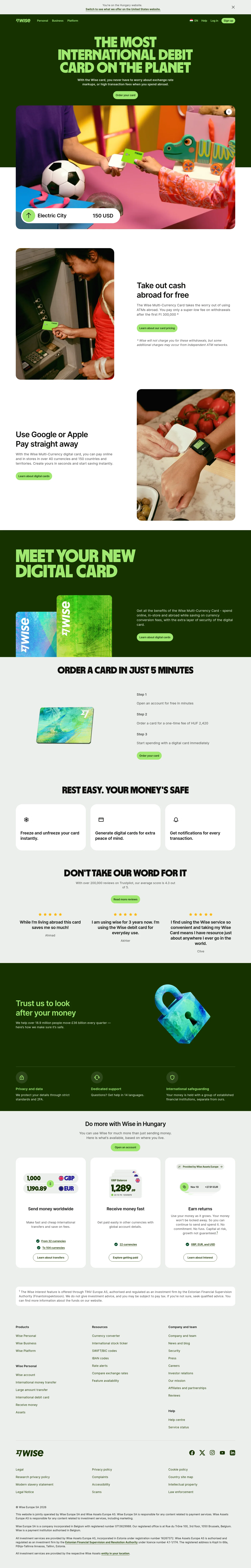 wise.com/hu/card on desktop