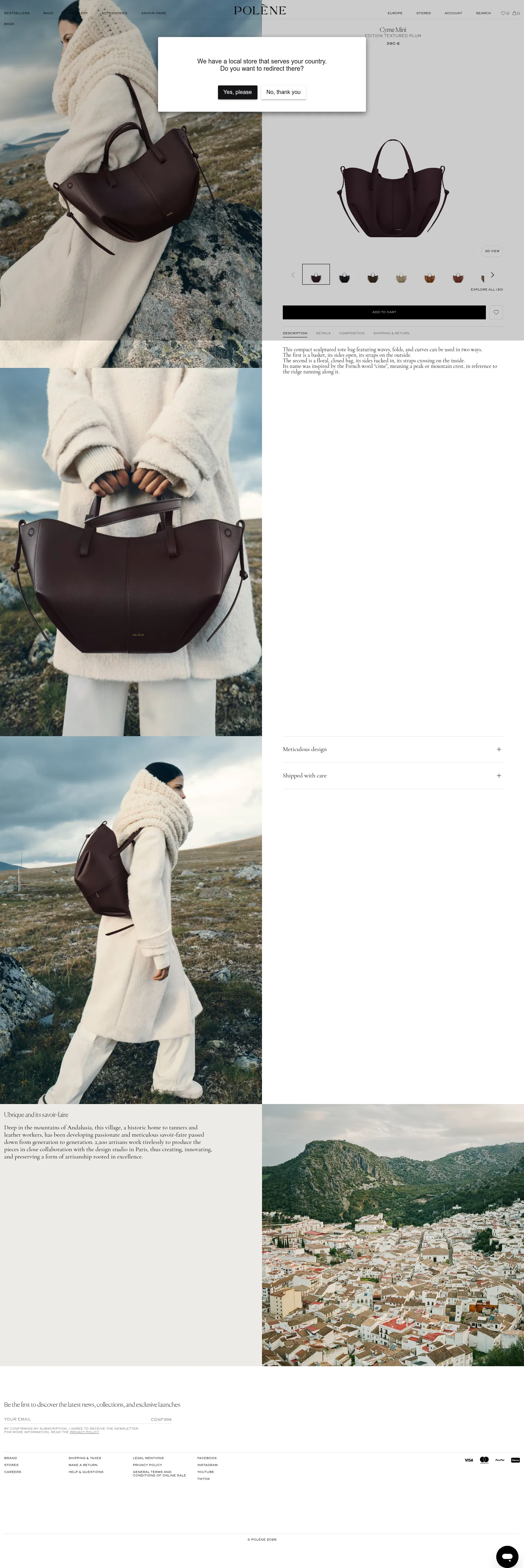 euro.polene-paris.com/products/cyme-mini-textured-plum on desktop, full screenshot