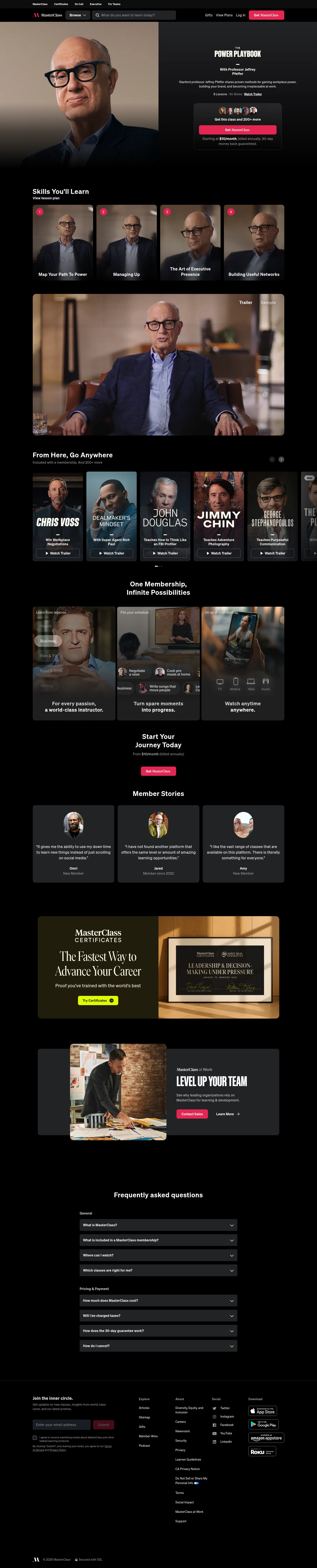 MasterClass landing page