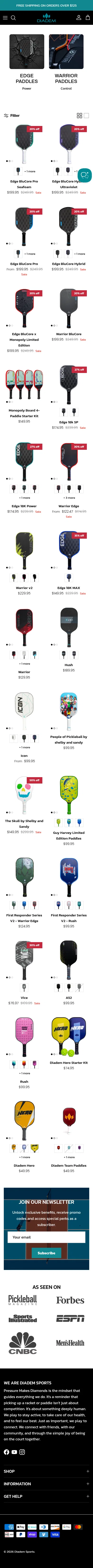 diademsports.com/collections/paddles on mobile, full screenshot