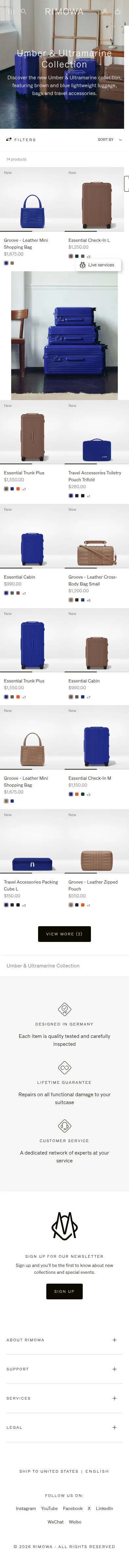 rimowa.com/umber-ultramarine-collection on mobile