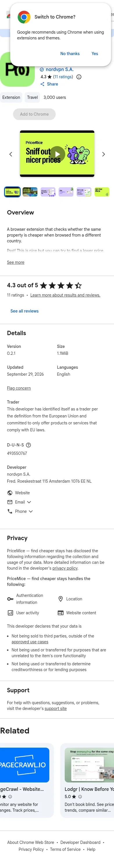 chromewebstore.google.com/detail/pricemice-%E2%80%94-find-cheaper/pjhemfchodhepinpphcpcnpakacikihc on mobile, full screenshot