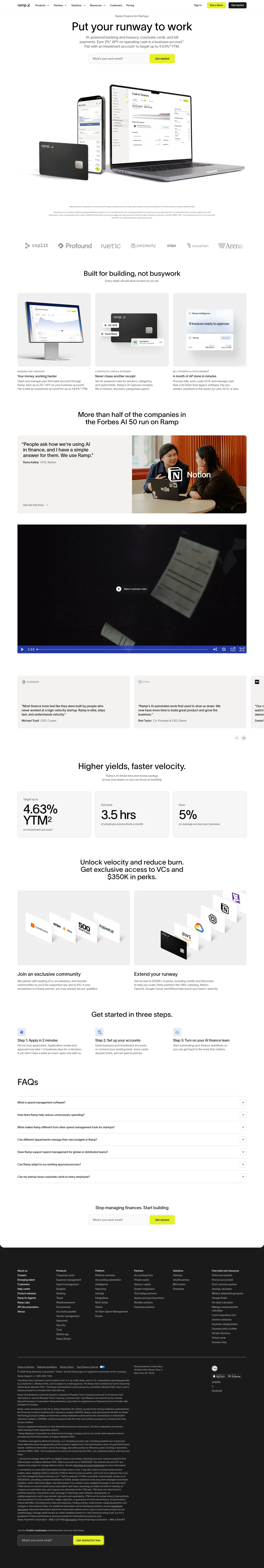 ramp.com/startups on desktop, full screenshot