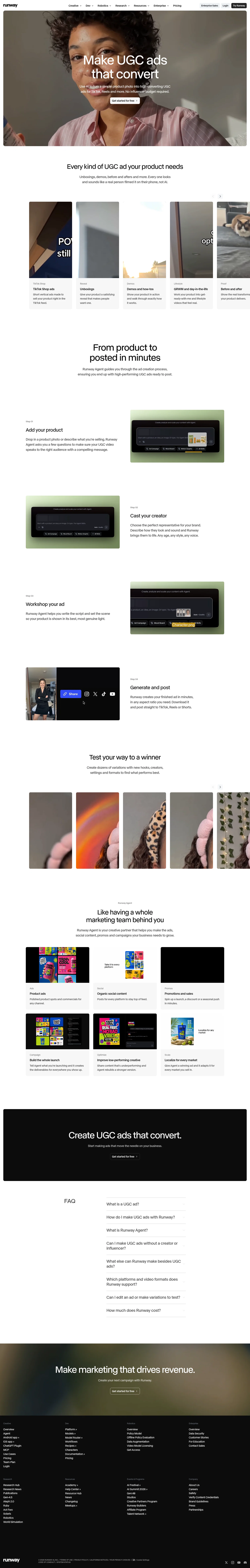 Runway landing page