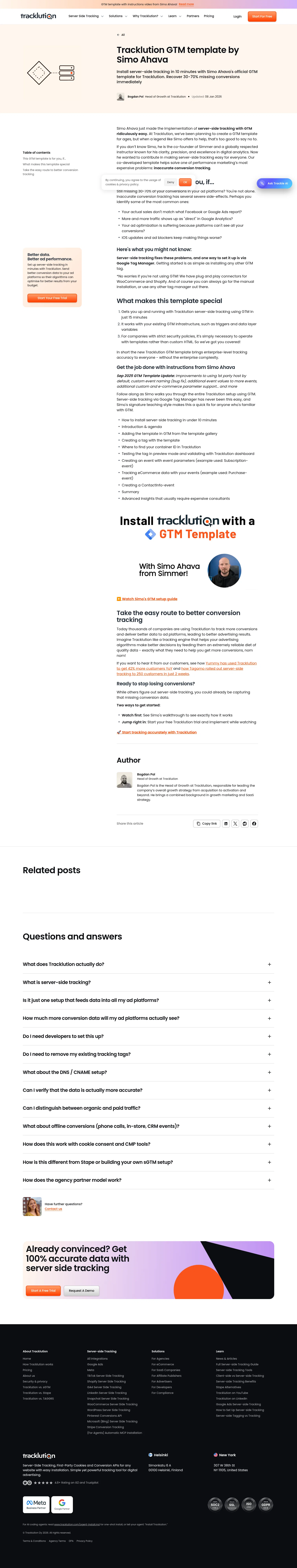 Tracklution landing page