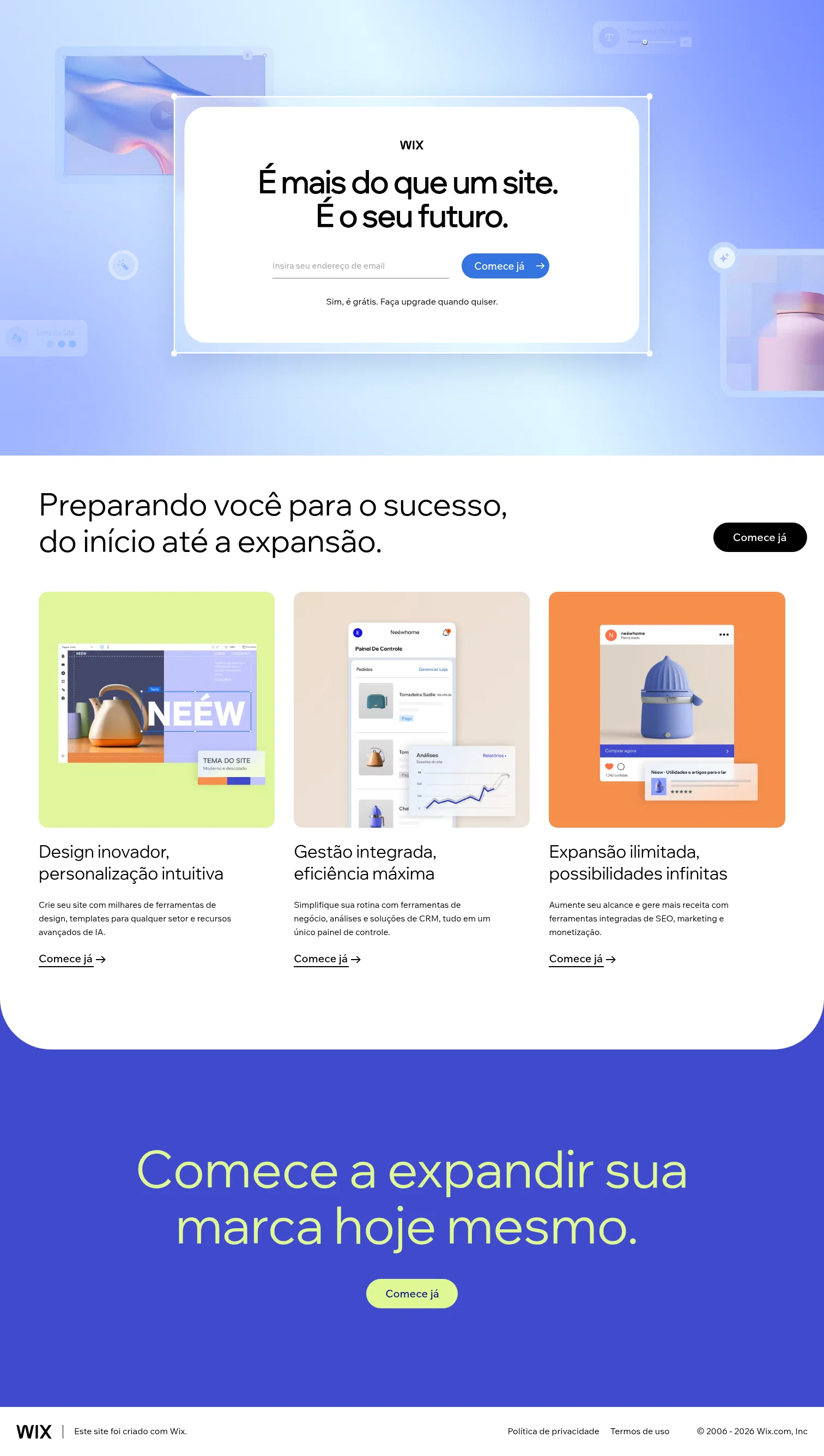 Wix landing page