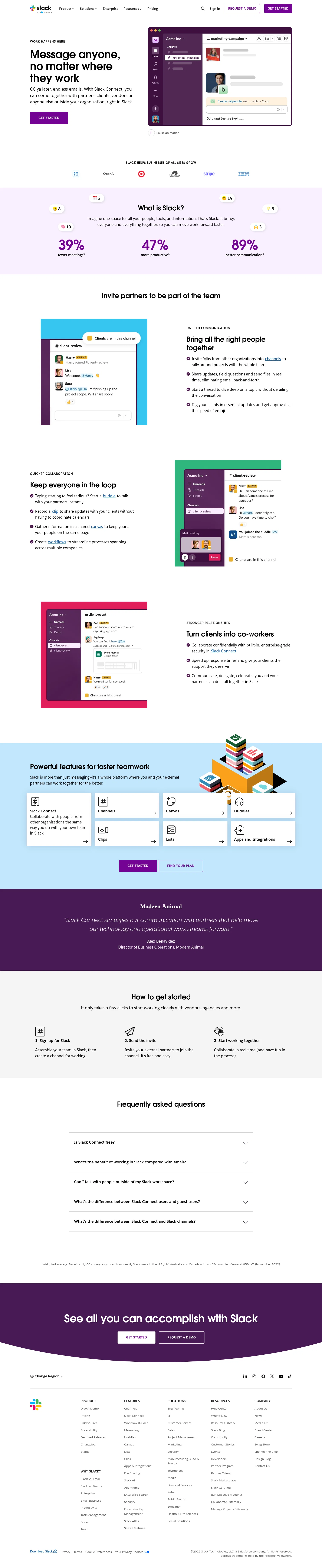 Slack landing page