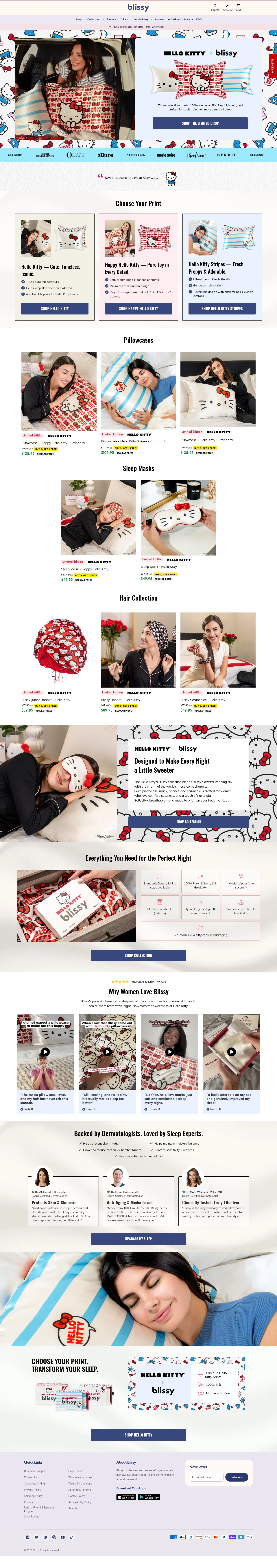blissy.com/pages/hello-kitty on desktop, full screenshot