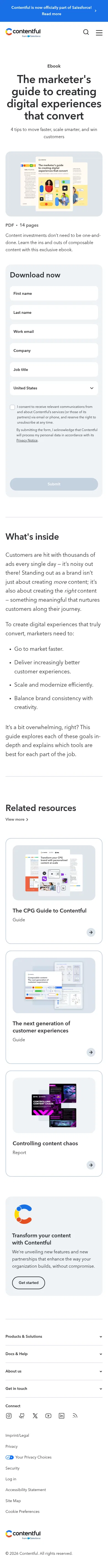 contentful.com/resources/marketers-guide-to-creating-digital-experiences-that-convert on mobile, full screenshot