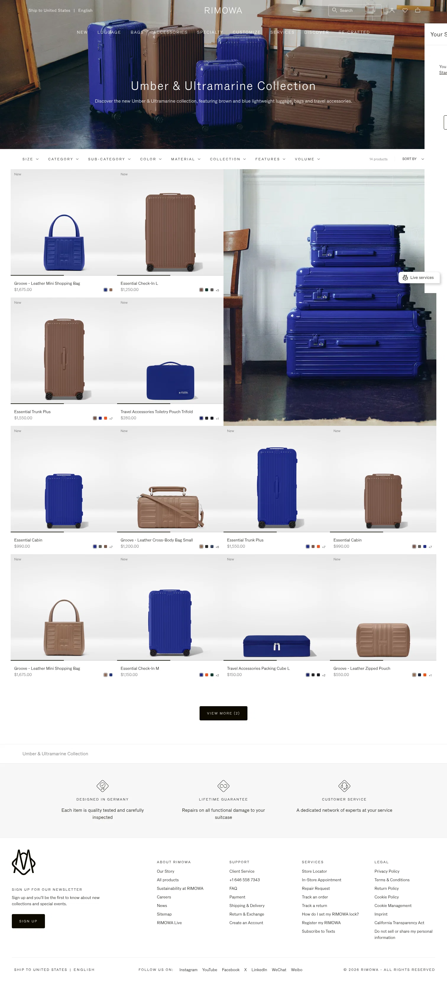RIMOWA landing page