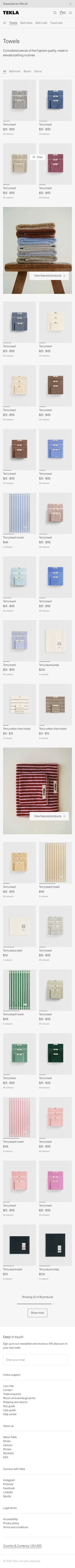 teklafabrics.com/bath/towels on mobile, full screenshot