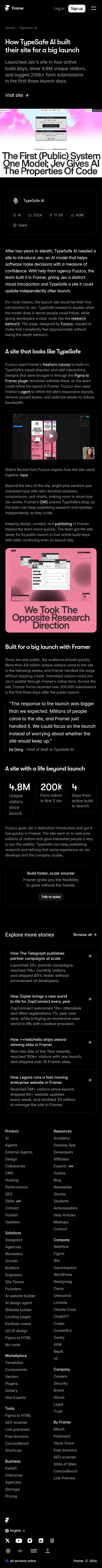 framer.com/stories/typesafe on mobile, full screenshot