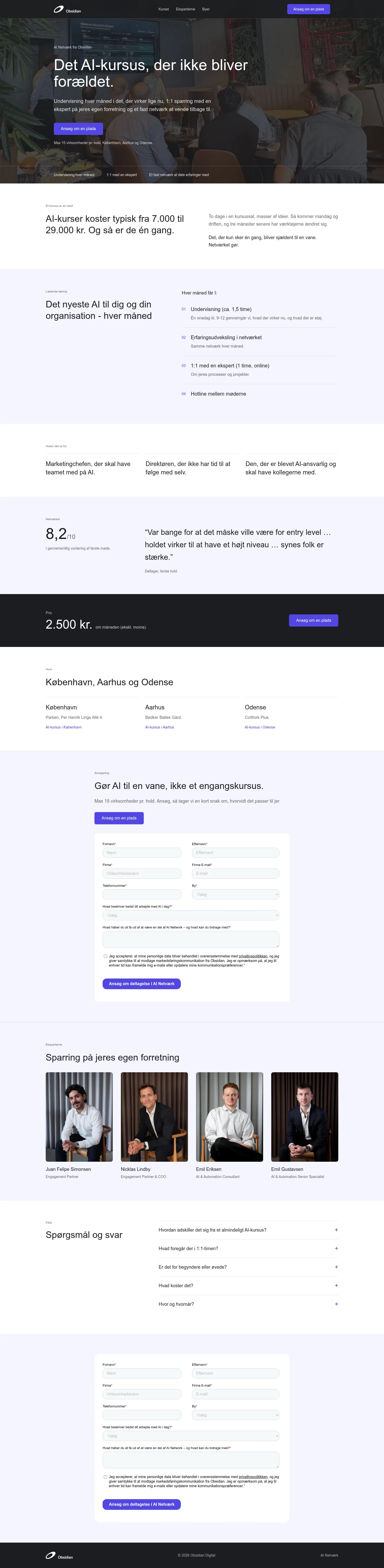 network.obsidianagency.com on desktop, full screenshot