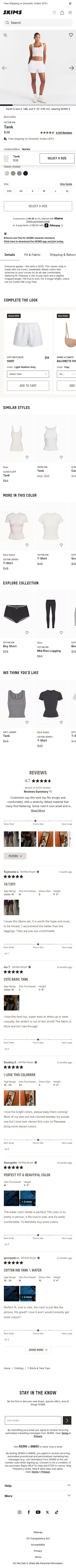 skims.com/products/cotton-rib-tank-marble on mobile, full screenshot