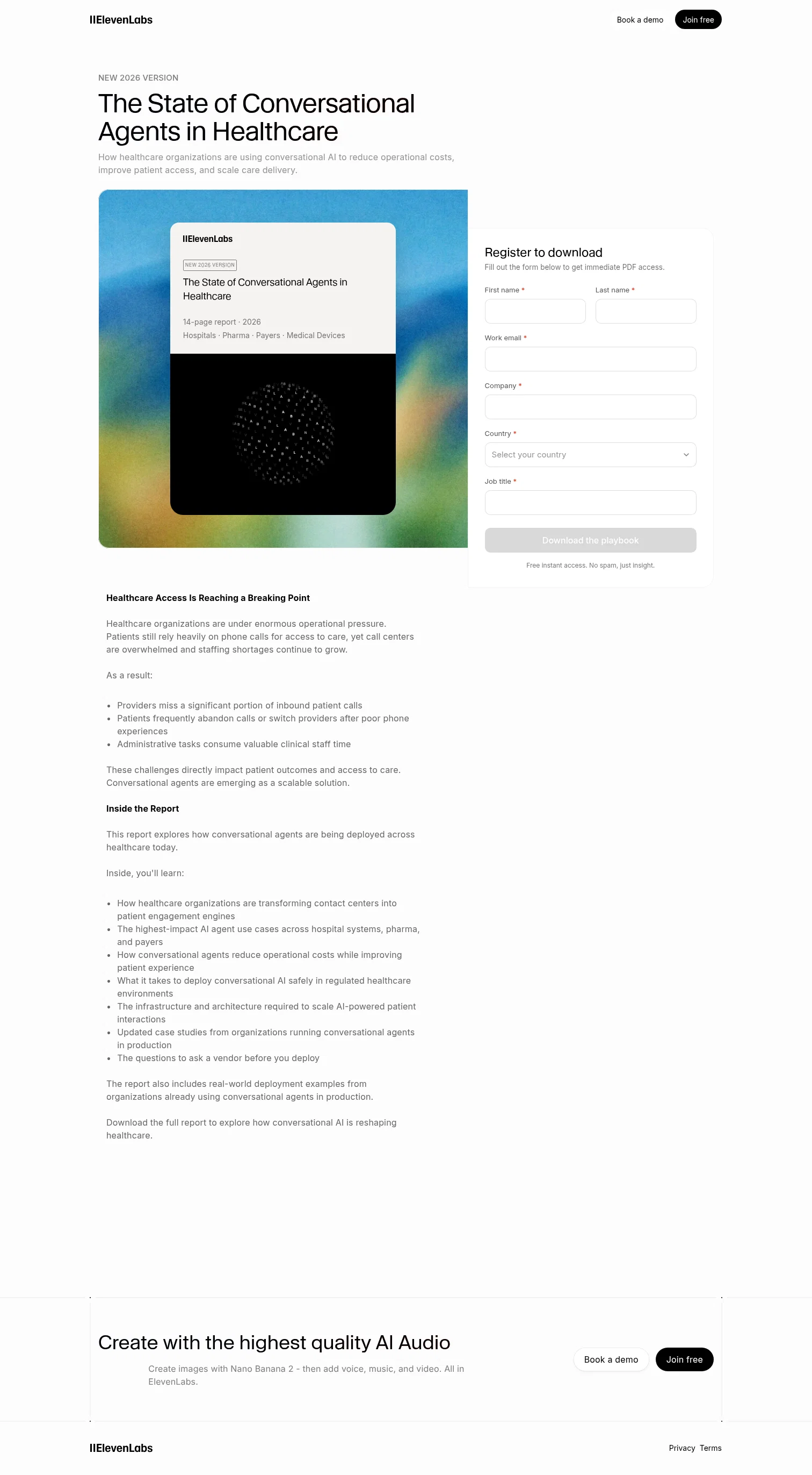 Elevenlabs landing page