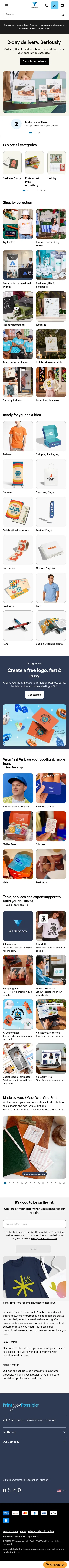 vistaprint.com on mobile, full screenshot