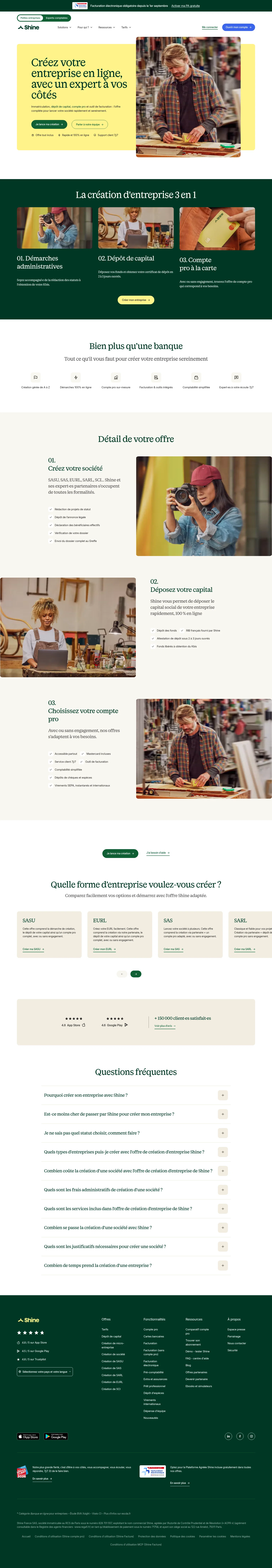 Shine landing page