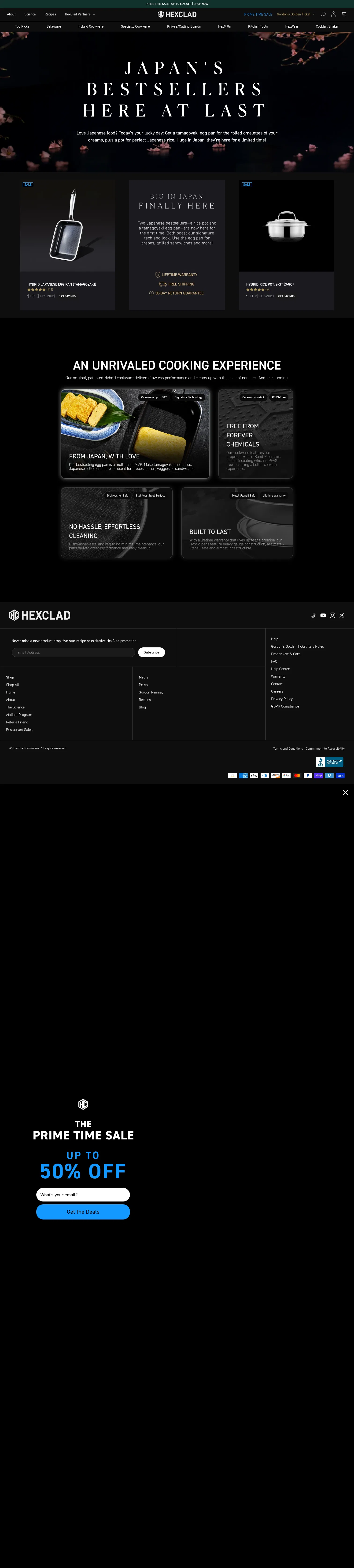 hexclad.com/pages/japanese-style-cookware on desktop, full screenshot