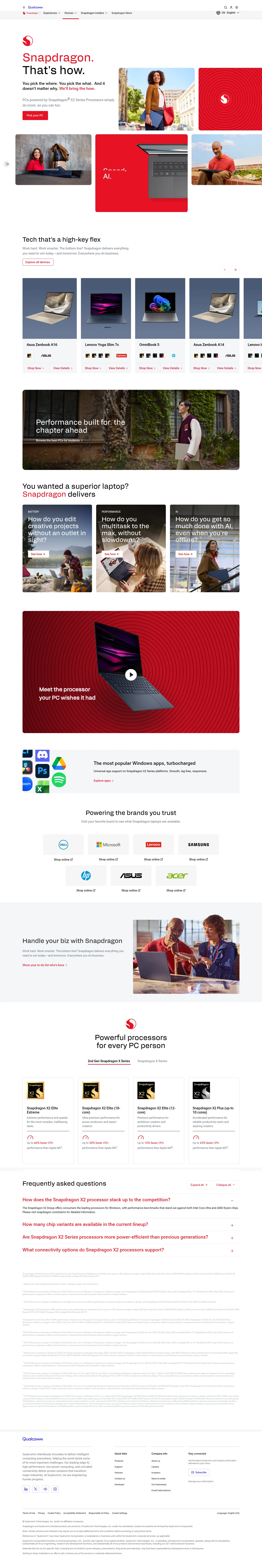 Snapdragon landing page