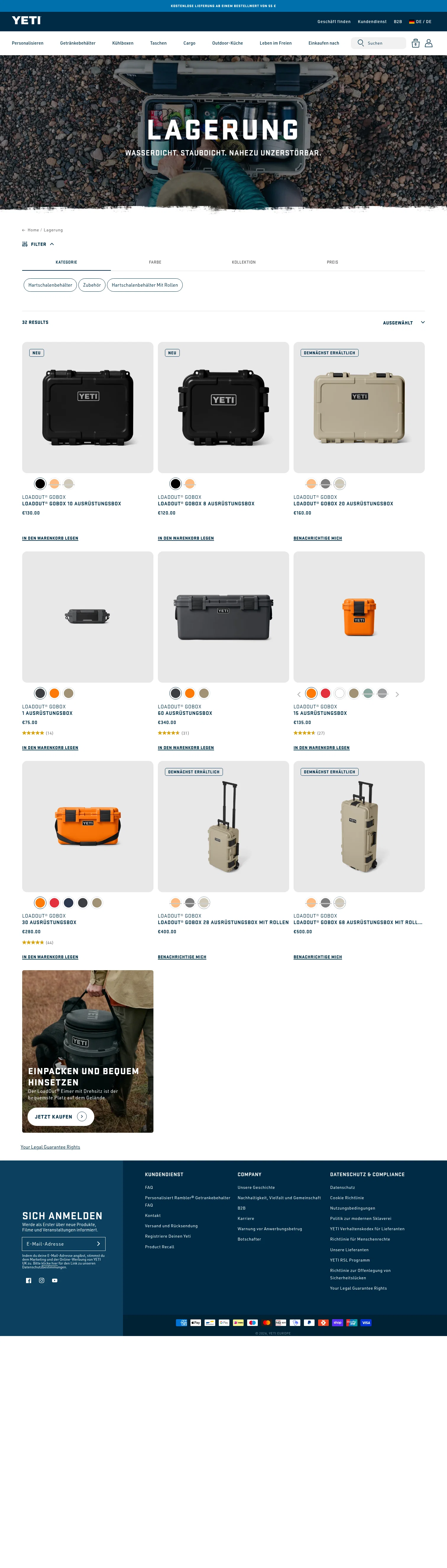 Yeti landing page