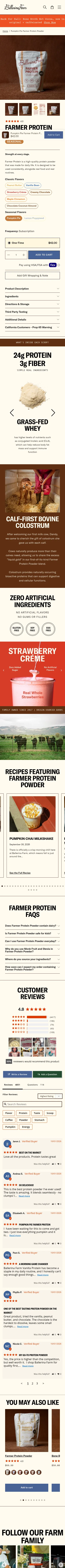 ballerinafarm.com/products/pumpkin-pie-farmer-protein-powder on mobile