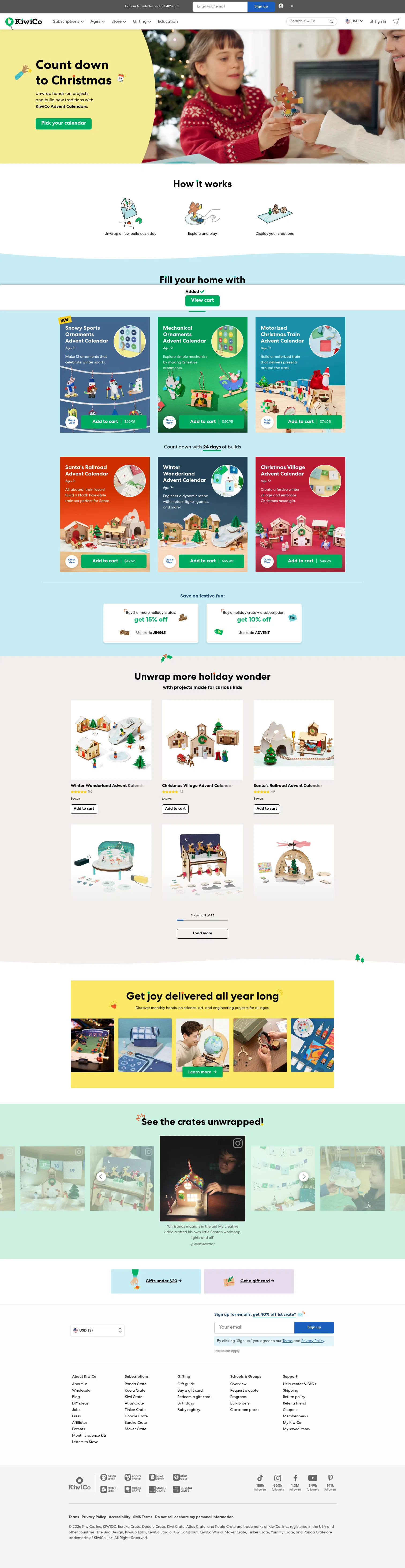kiwico.com/advent on desktop, full screenshot