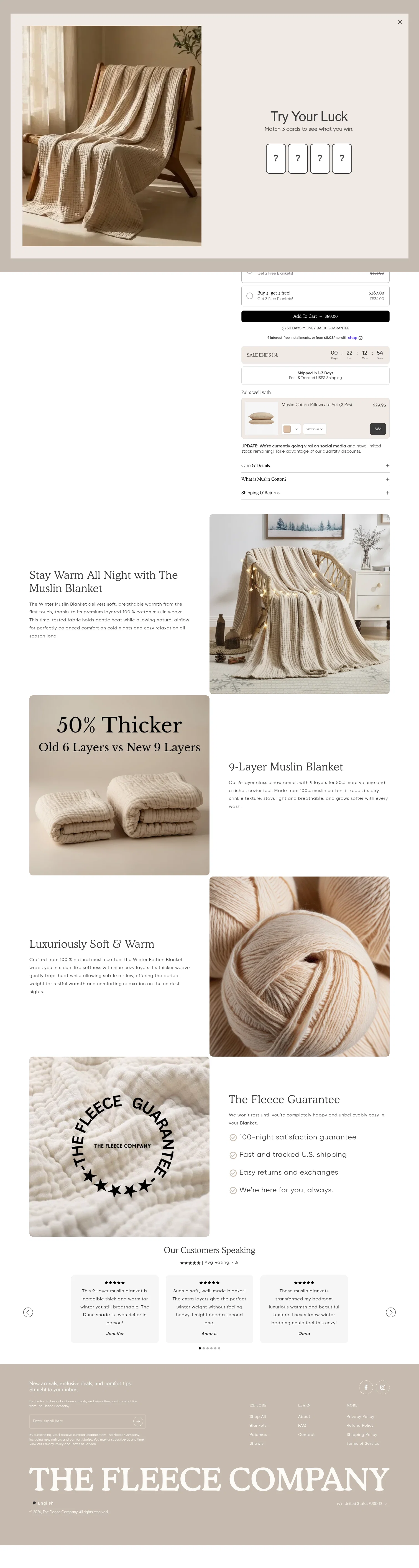 The Fleece Company landing page
