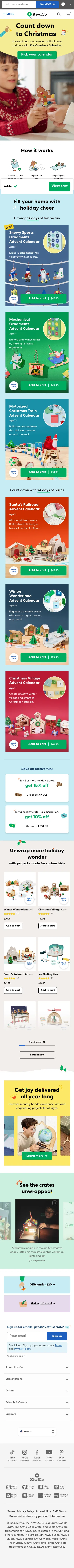 kiwico.com/advent on mobile, full screenshot